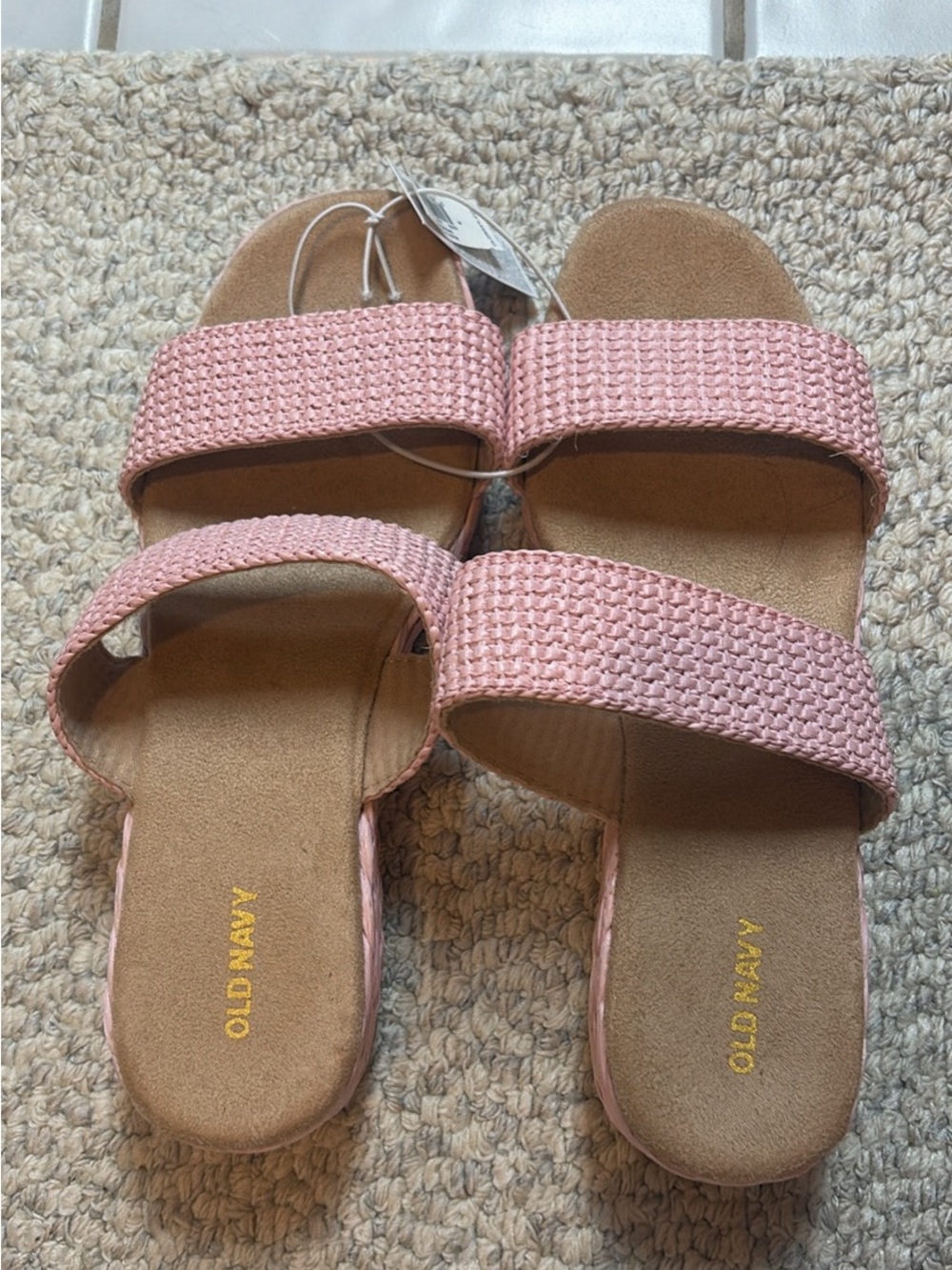 Old Navy Pink Woven Double-Strap Espadrille Slides